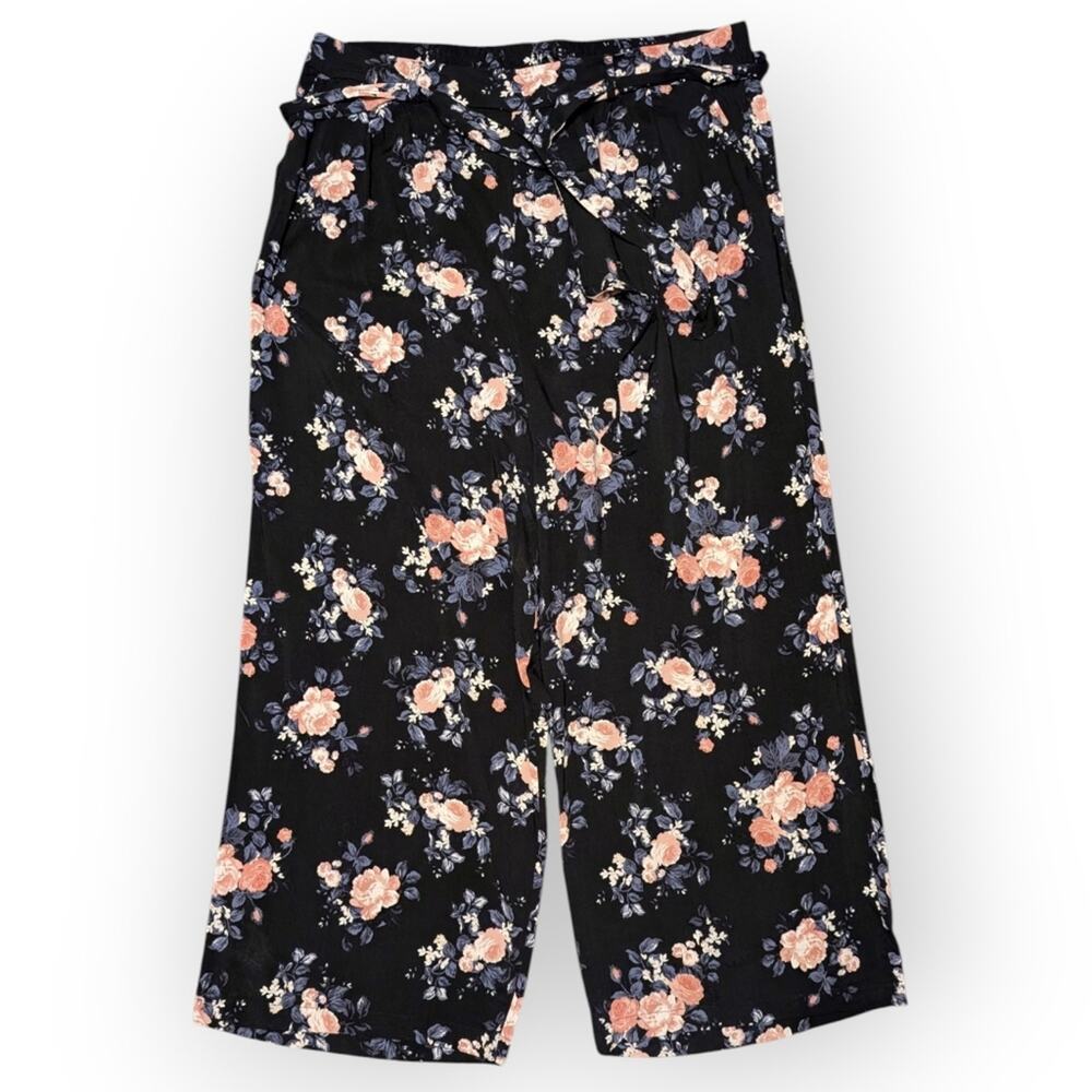 NEW Torrid Black Floral Challis Wide Leg Pants Floral Flowy Beach Resortwear 3X